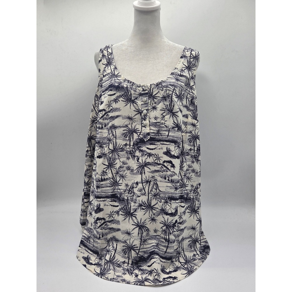 Torrid Size 1 14/16 Ivory Navy Tropical Print Sleeveless Tunic NWT 101-920